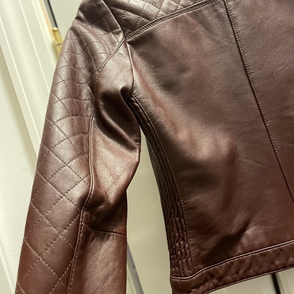 Bagatelle Brown leather jacket - Picture 4 of 10